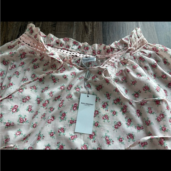 NWT ALBERTA FERETTI $498 Pink Cotton Rose Print Peasant Blouse Lace Italy D&G - Picture 9 of 10